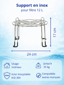 Support en inox pour filtre à eau par gravité 12 litres – acier inoxydable AISI 304